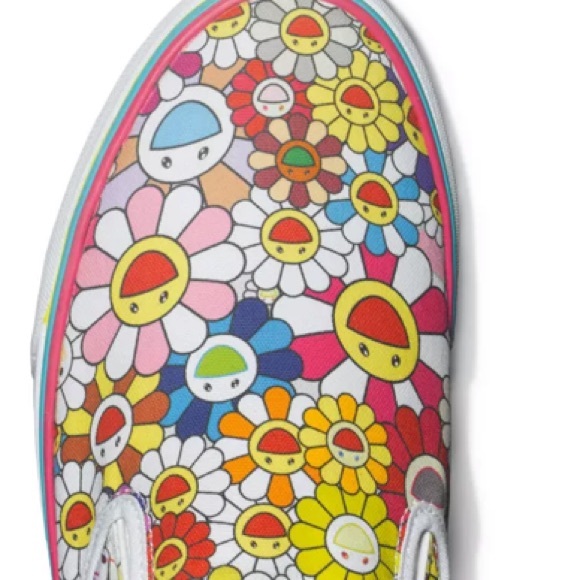 Super Rare Vans x Takashi Murakami Vault Classic Slip On LX Multi Flower - Picture 2 of 4